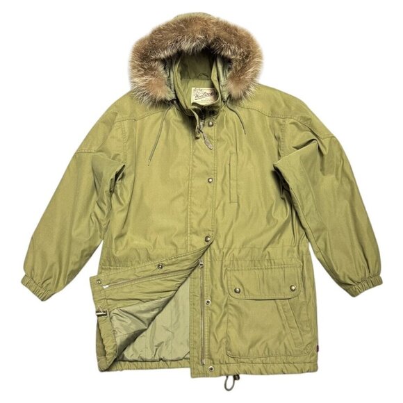WOOLRICH Vintage Y2K GENUINE FUR Insulated Winter Parka Coat Jacket Women Medium - Picture 1 of 5